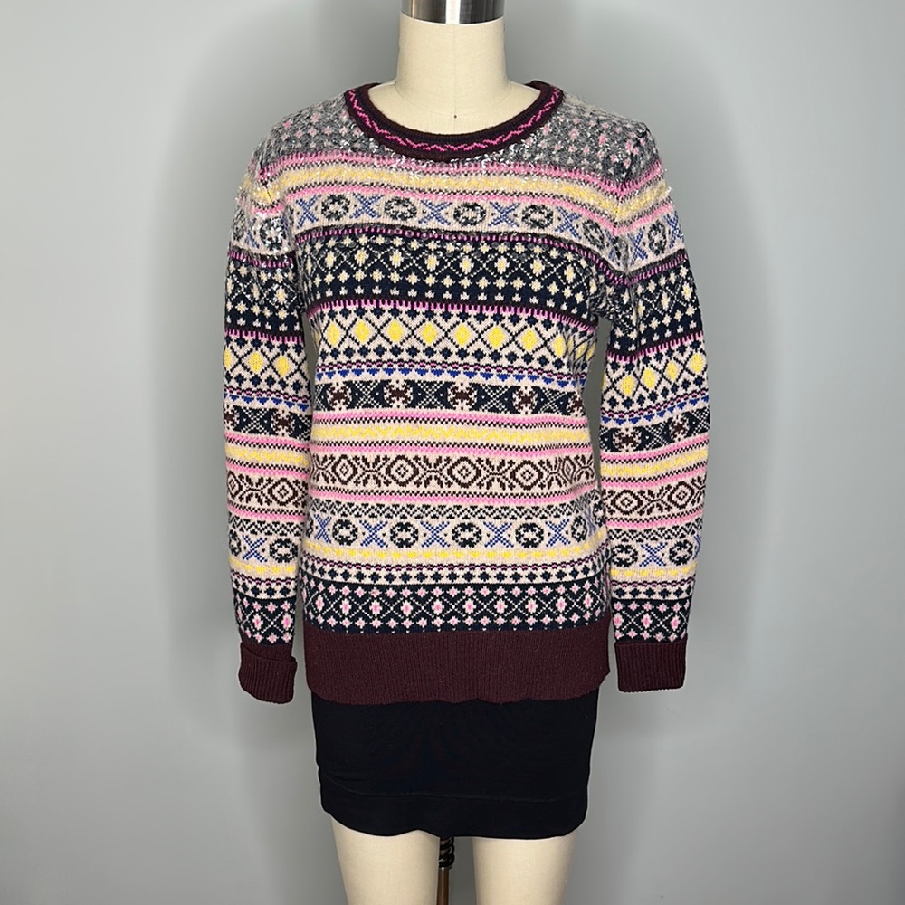 J Crew - Shimmery Fair Isle Wool Sweater - size XS